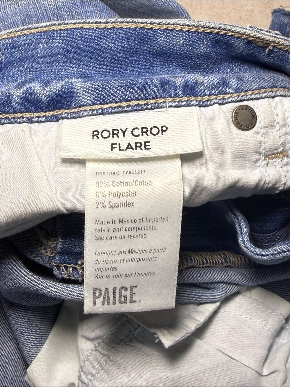 PAIGE Women's Light Wash Rory Crop Flare Wide Denim Jeans Raw Hem Size 28 - Picture 10 of 10